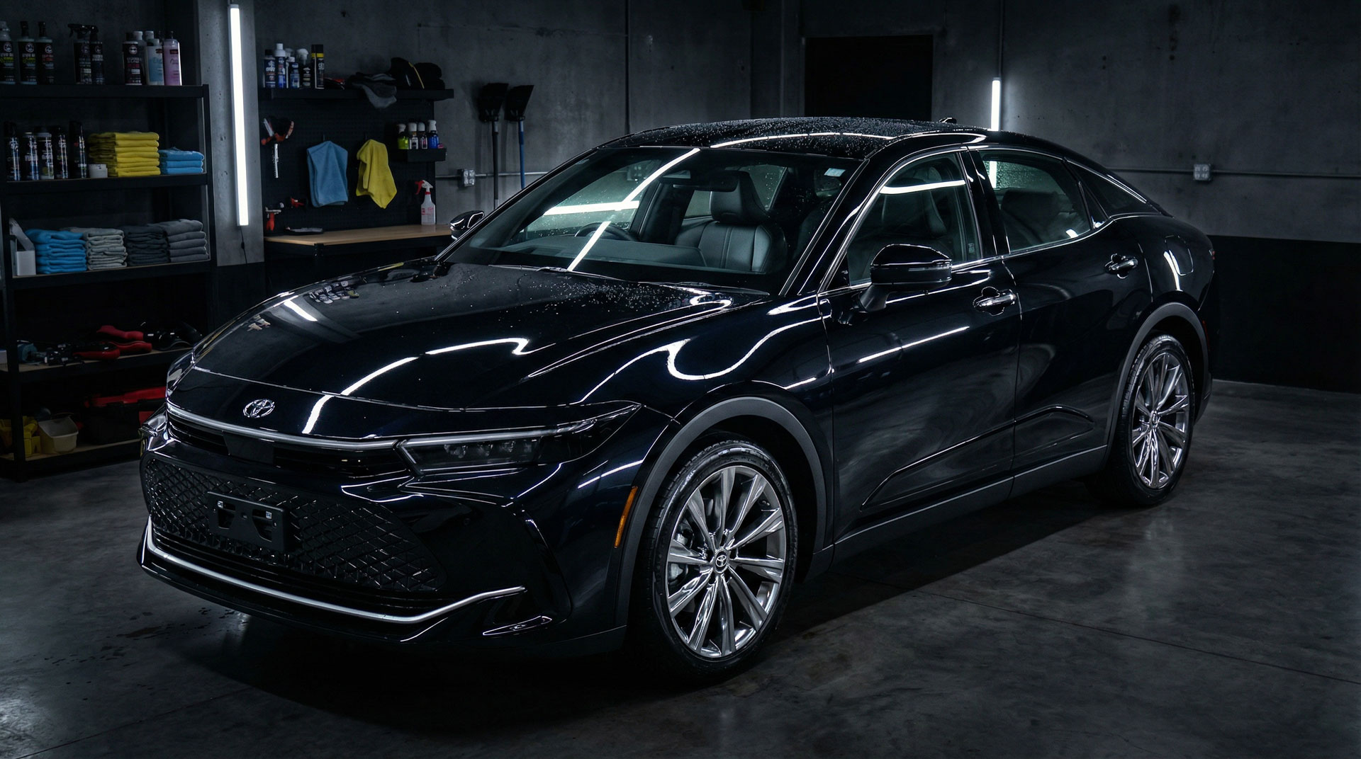 Fresh ceramic coating on a black car