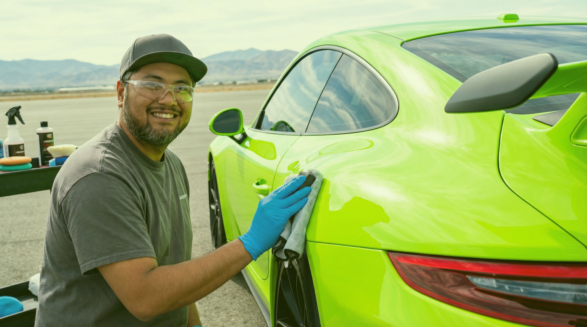 John from Wax on Warriors applying ceramic coating on brand new car