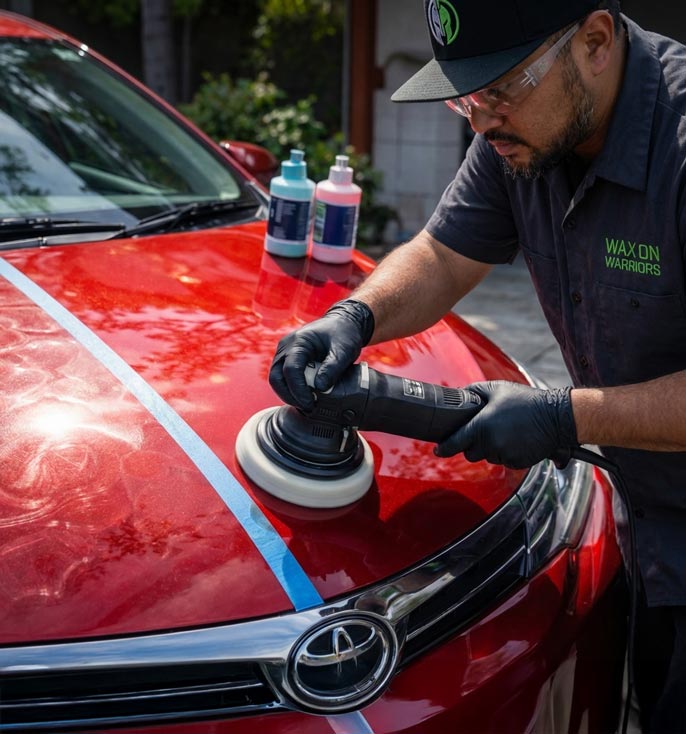 John from Wax on Warriors Ceramic Coating a Car