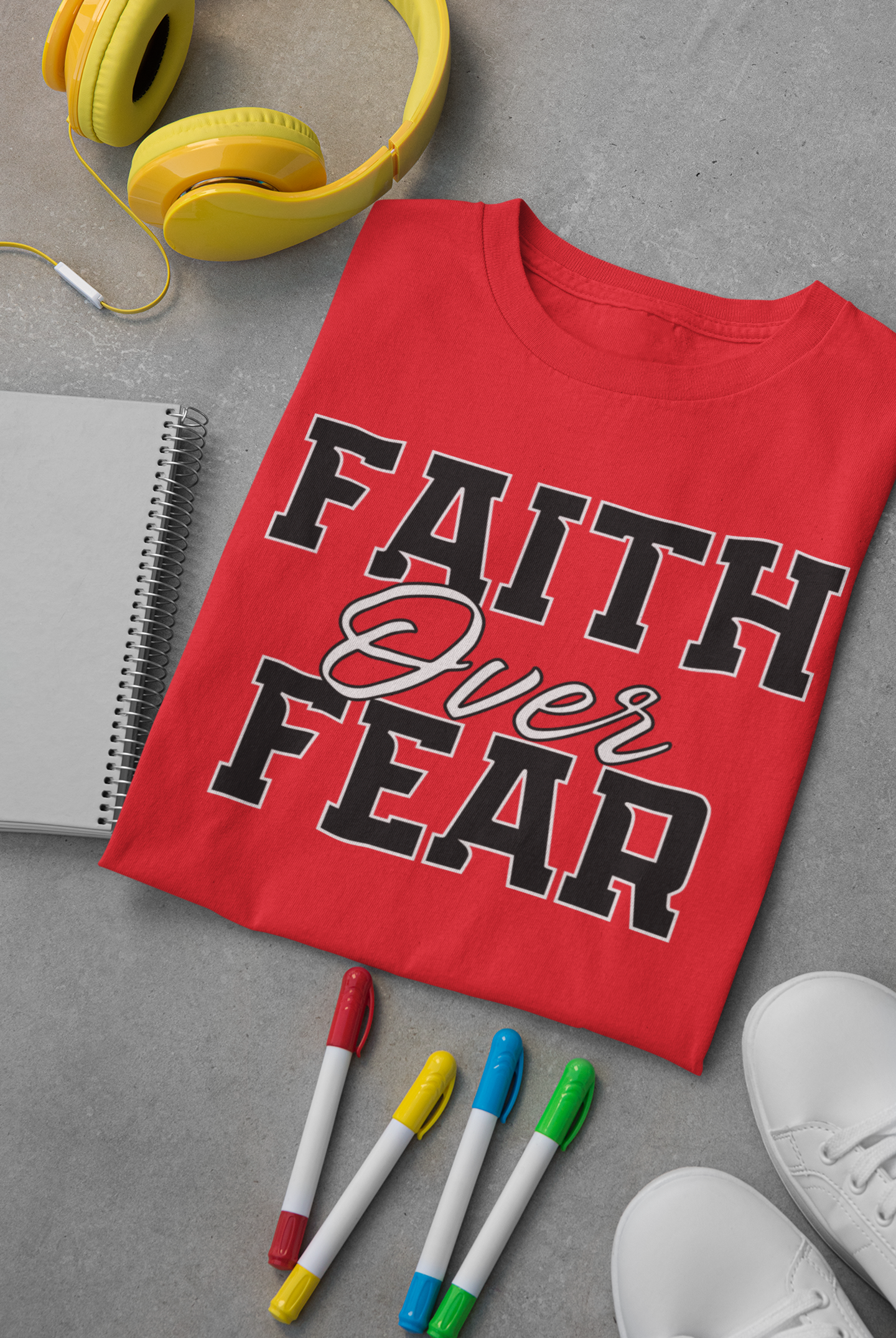 Faith Over Fear Tee — Red
