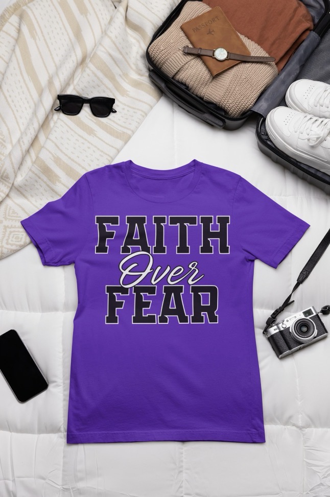 Faith Over Fear Tee — Purple