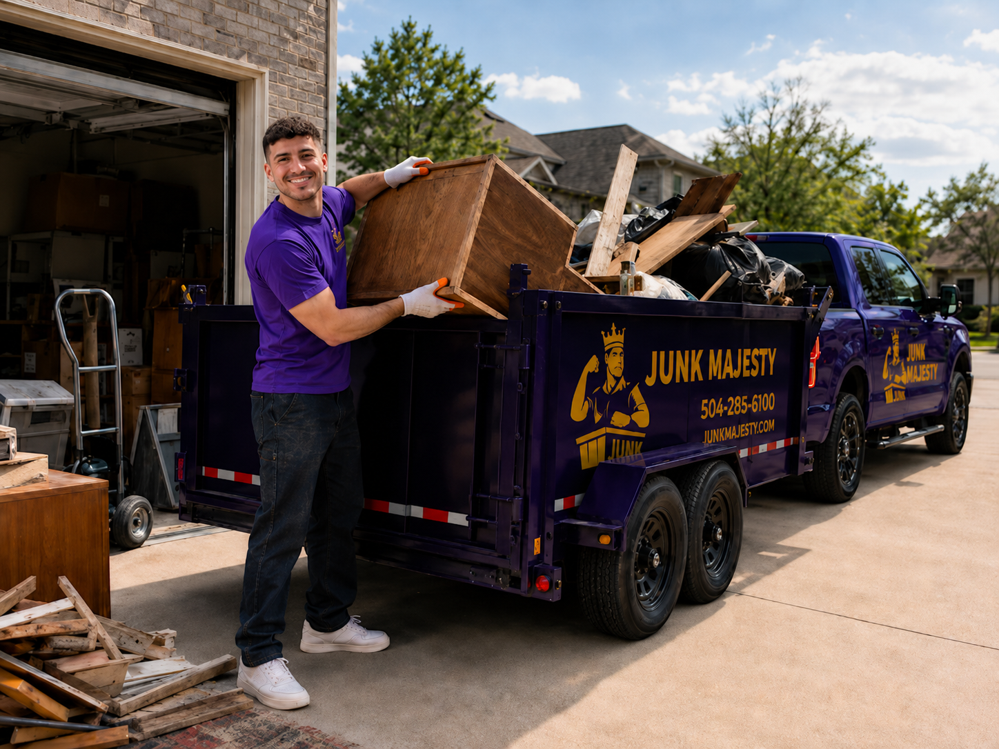 Justin rear-loading the Junk Majesty trailer