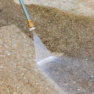 process of cleaning of a driveway