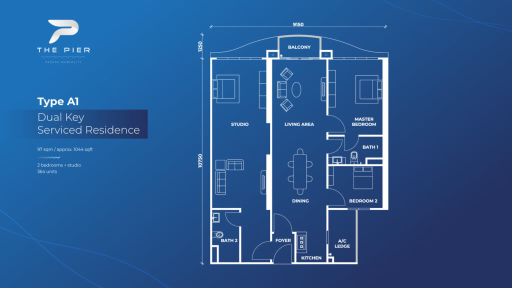 The Pier Type A1 1044sqft 
