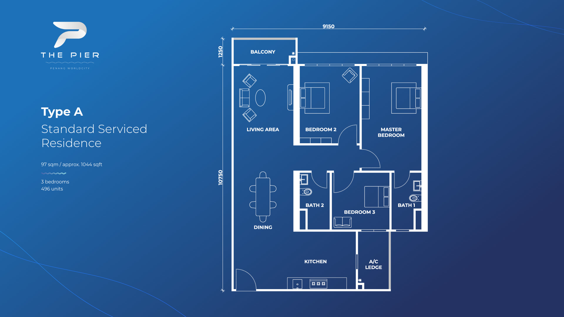 The Pier Type A 1044sqft