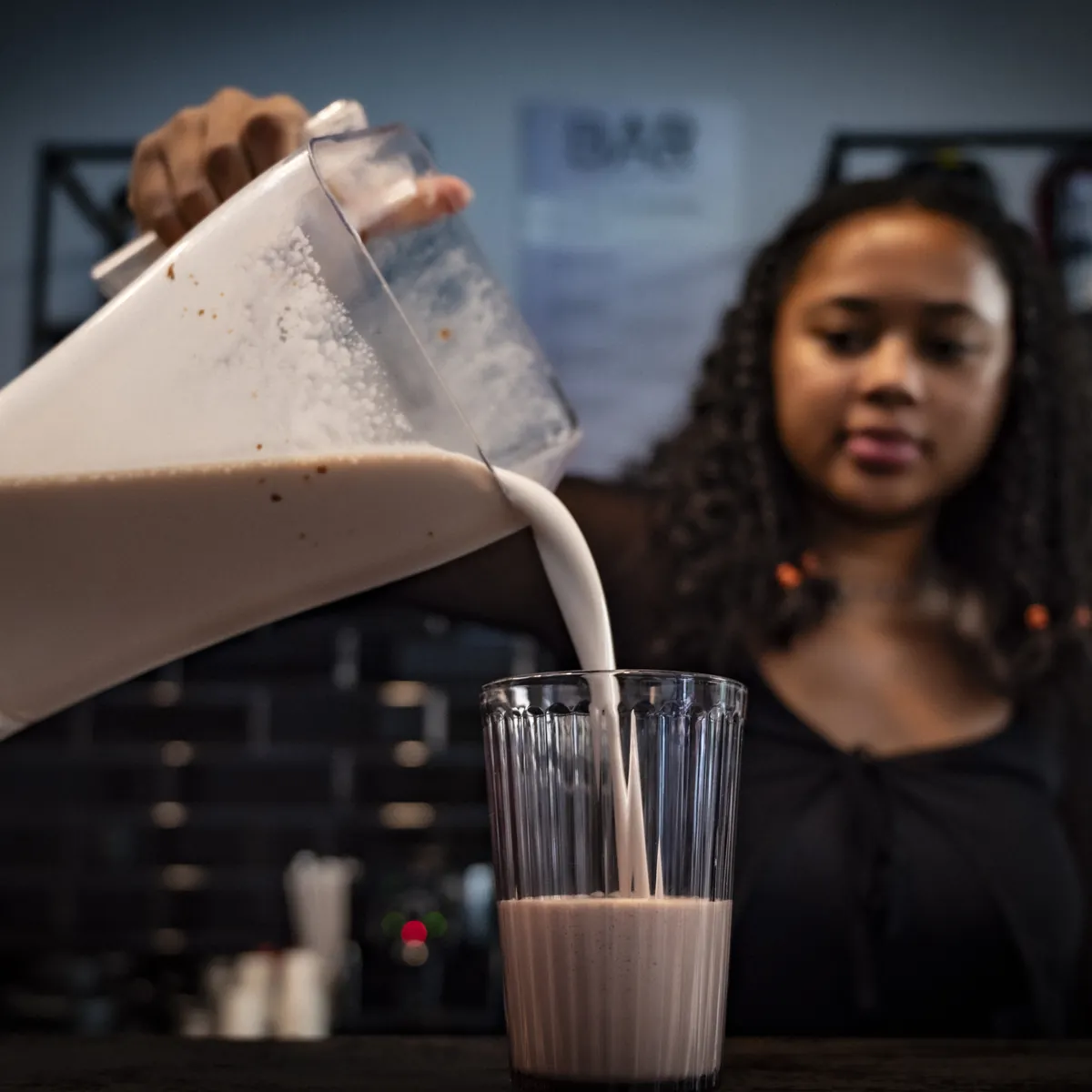 A shake being poured at the jeem bar