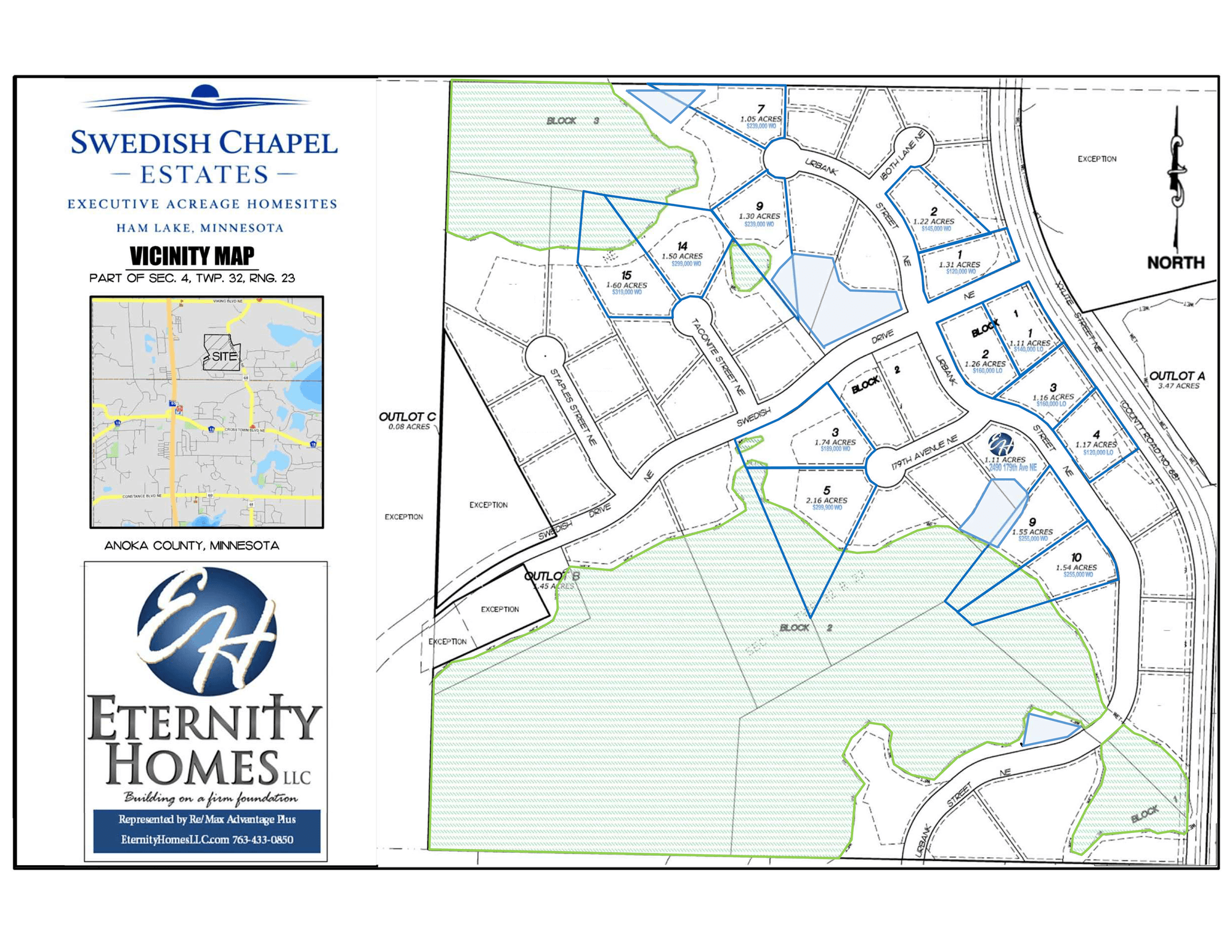 Swedish Chapel Estates Plat Map – Lot layout for Ham Lake, MN development