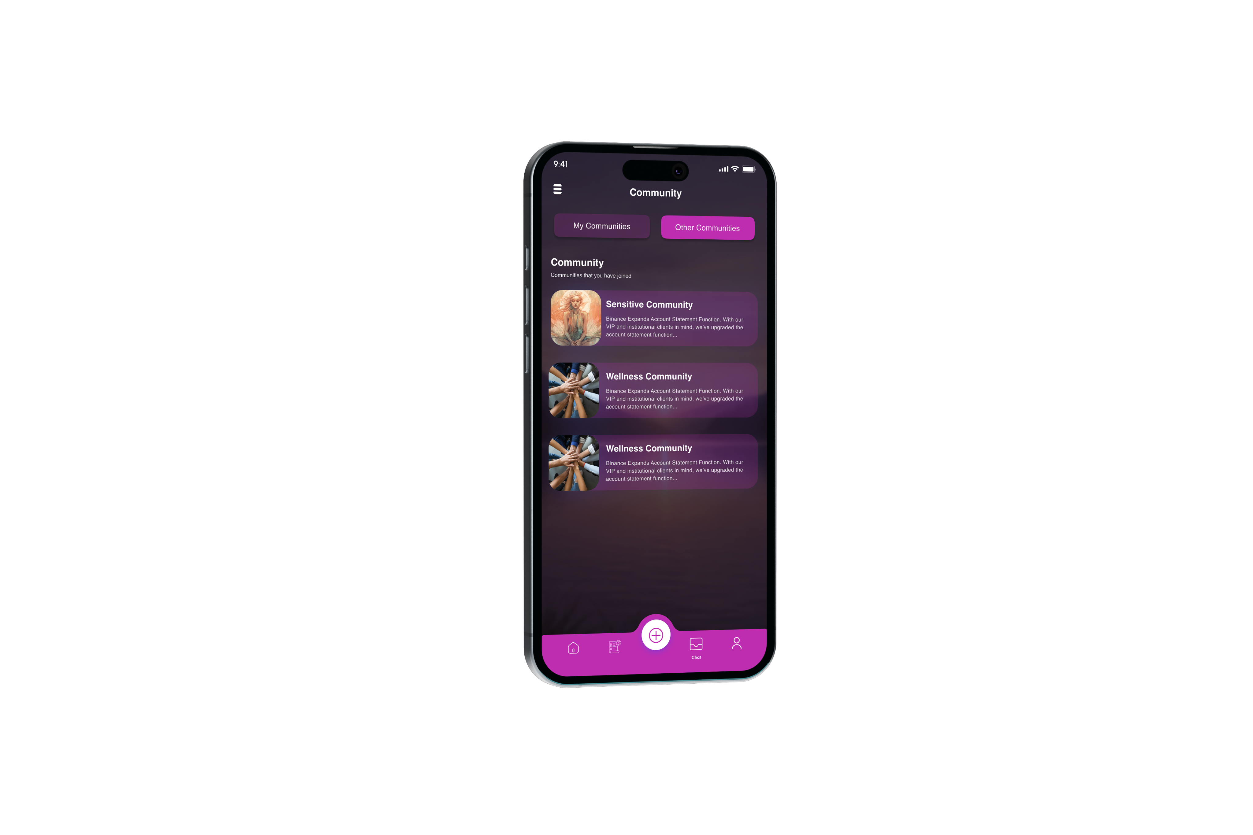 Communities screen