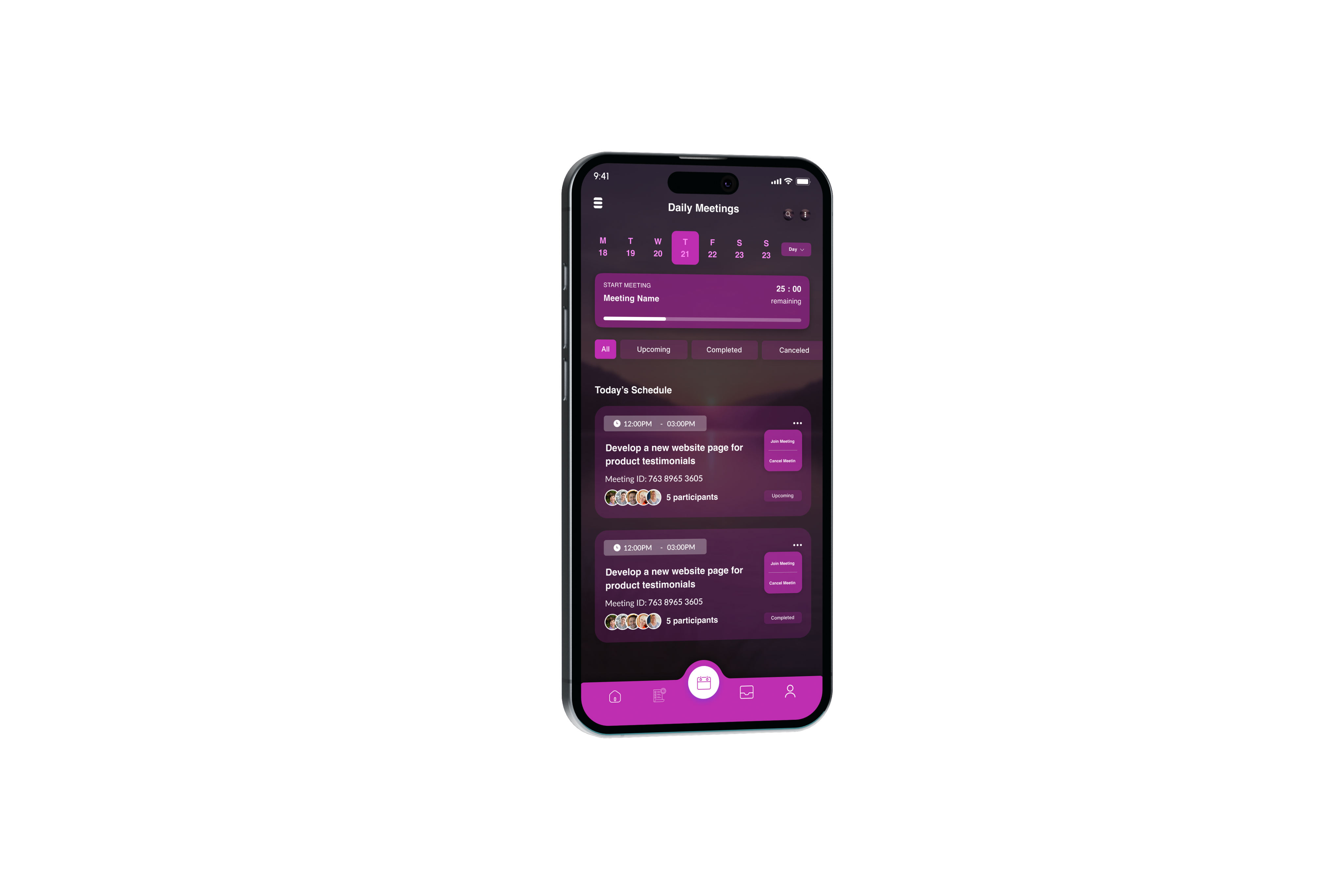 Day Ahead planner screen
