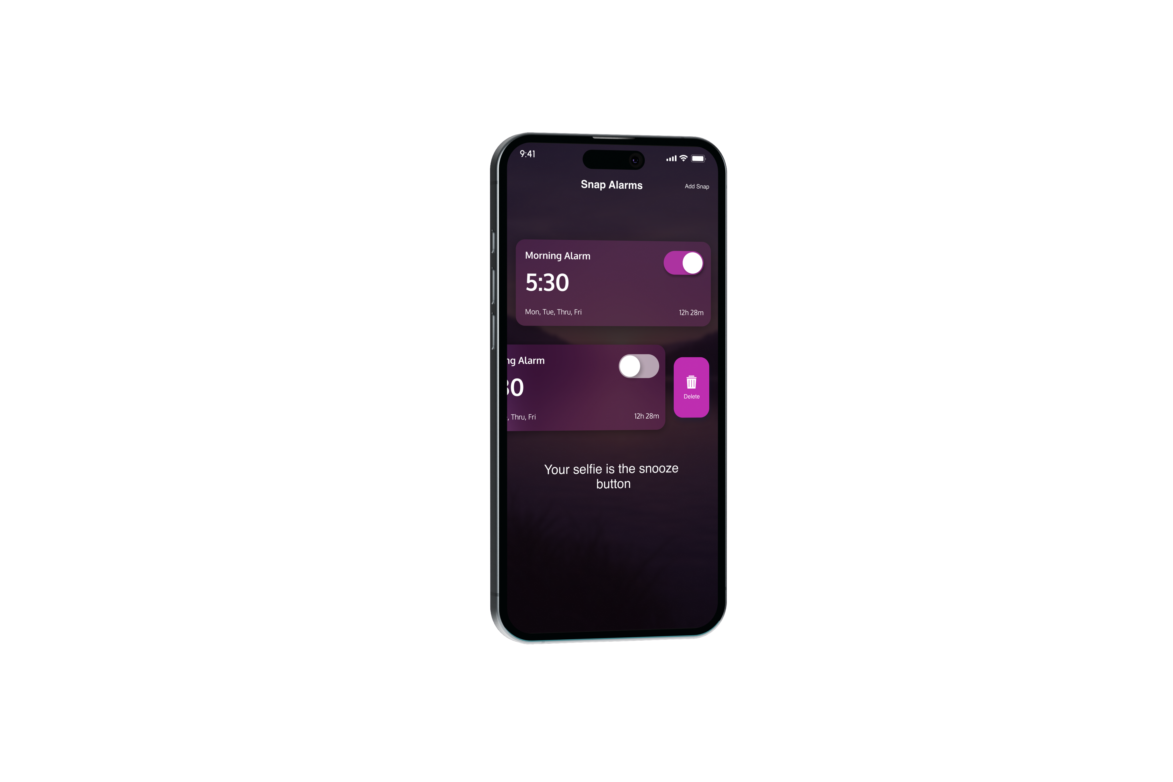 Rise Alarm screen