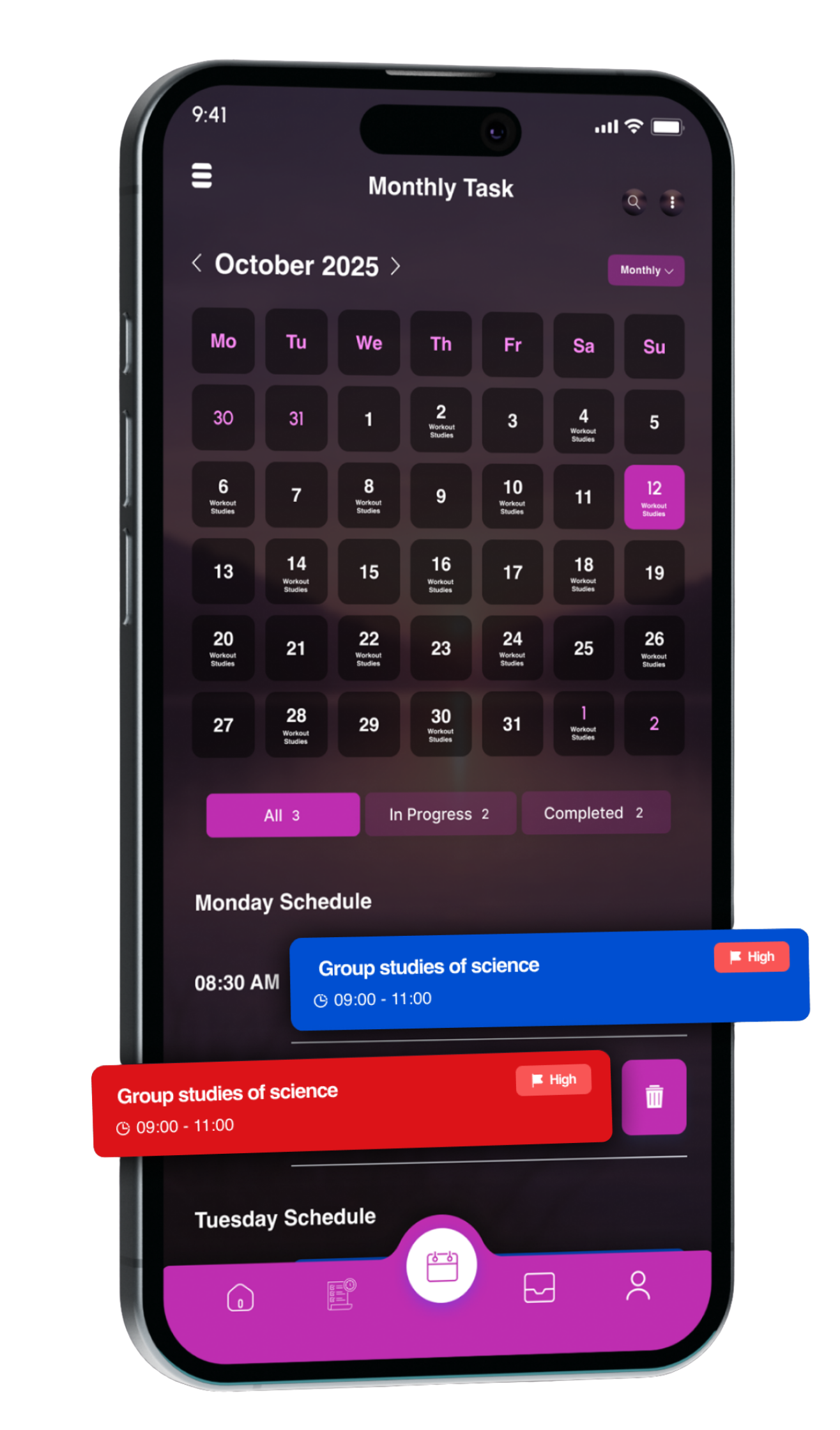 Calendar screen