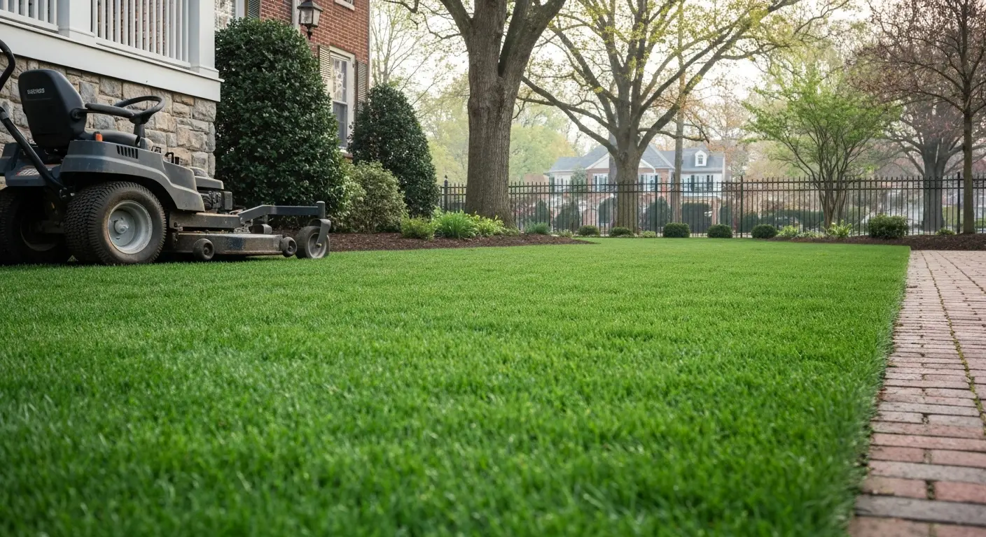 Lush green lawn in spring season