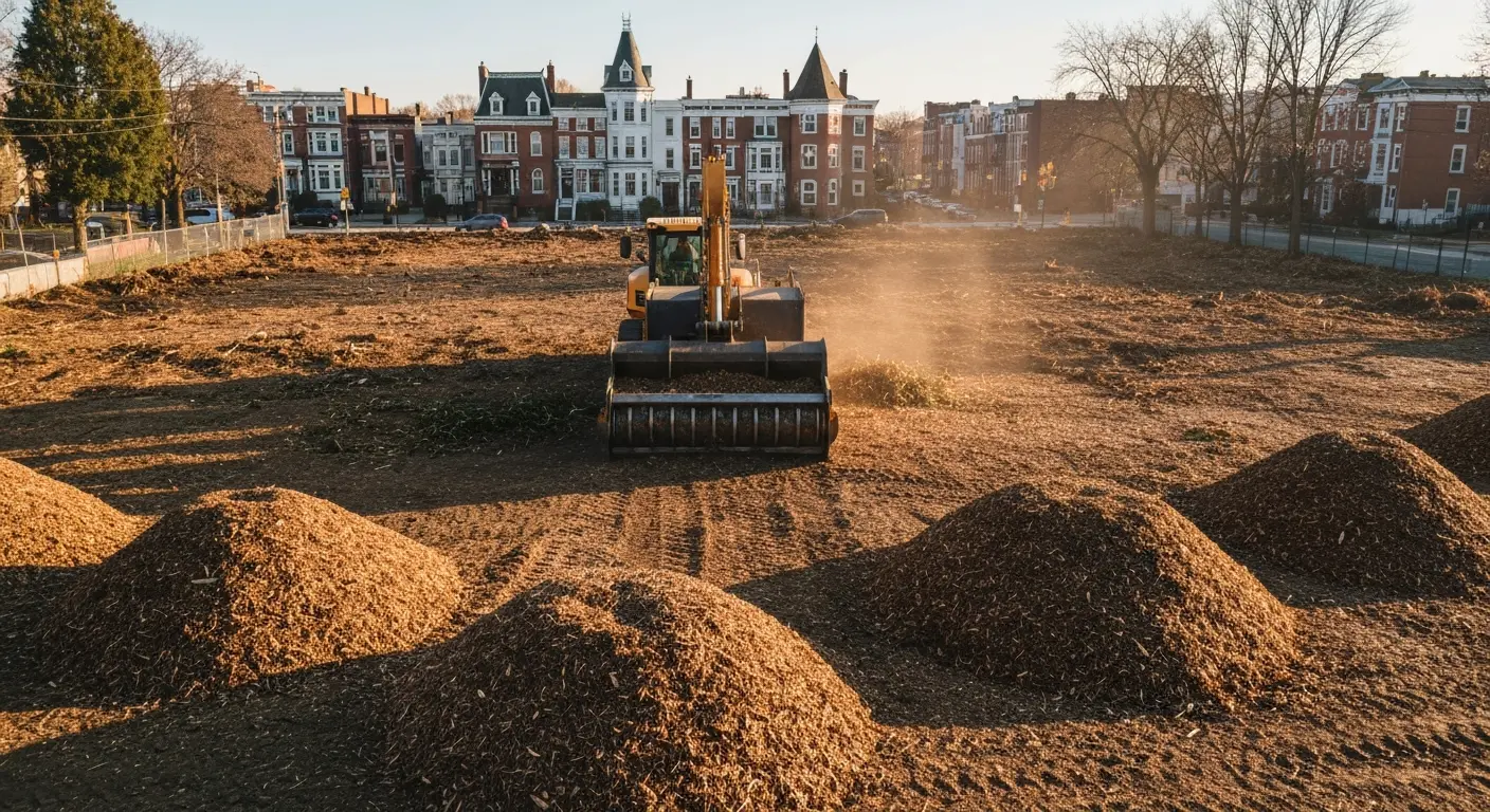 Commercial land clearing with mulcher