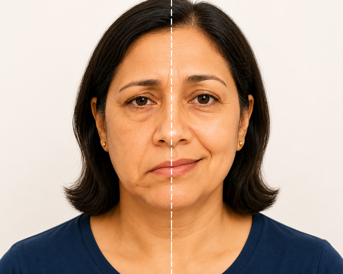 Illustration showing facial drooping after stroke, comparing a normal face with one-sided facial weakness caused by a stroke
