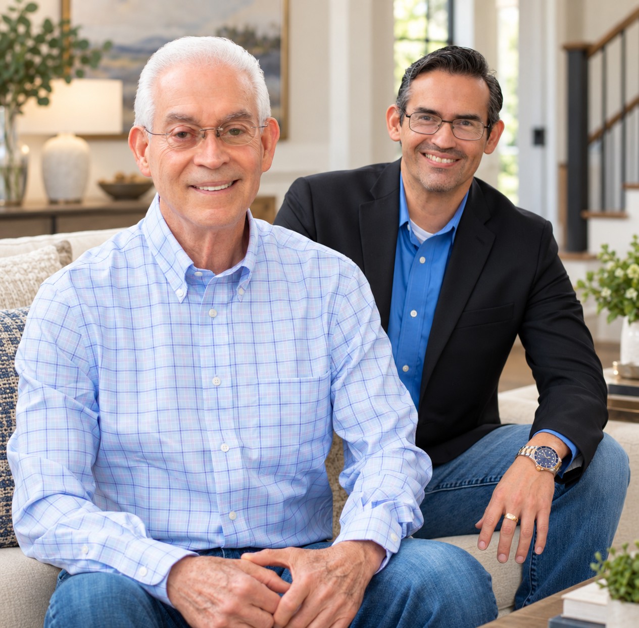 Ian and Chris Trumbach of Florida Prestigious Homes, seated together