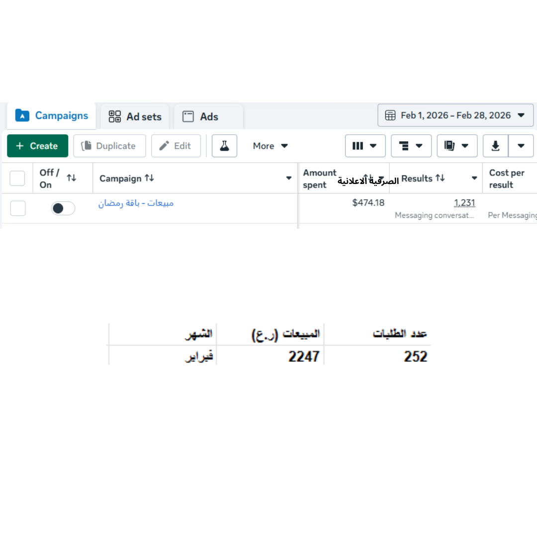 نتائج حملة إعلانية - فبراير 2026
