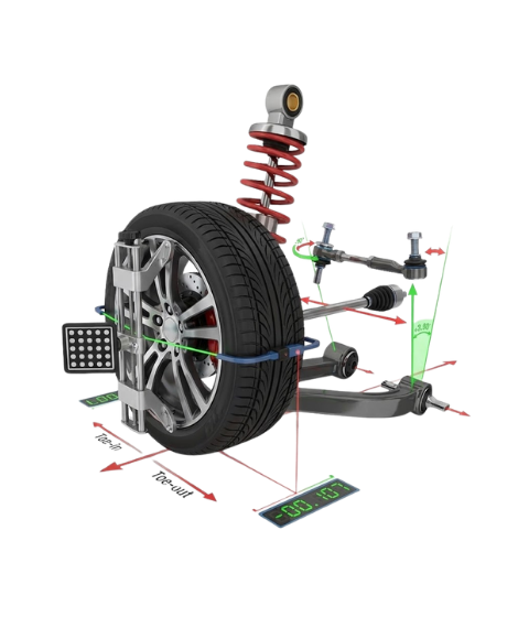 Automotive wheel alignment and suspension service