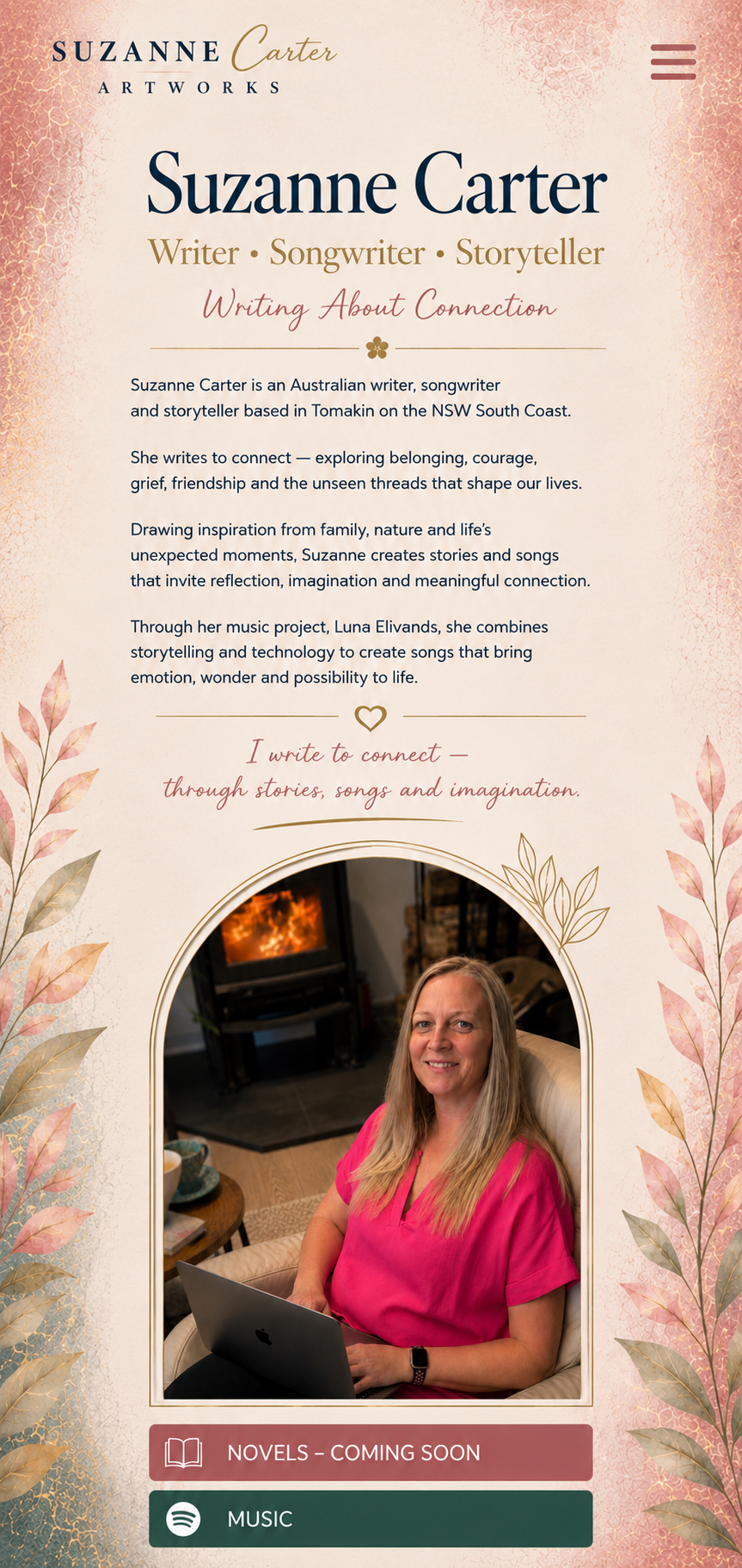 Suzanne Carter Writer Songwriter Storyteller Mobile Page