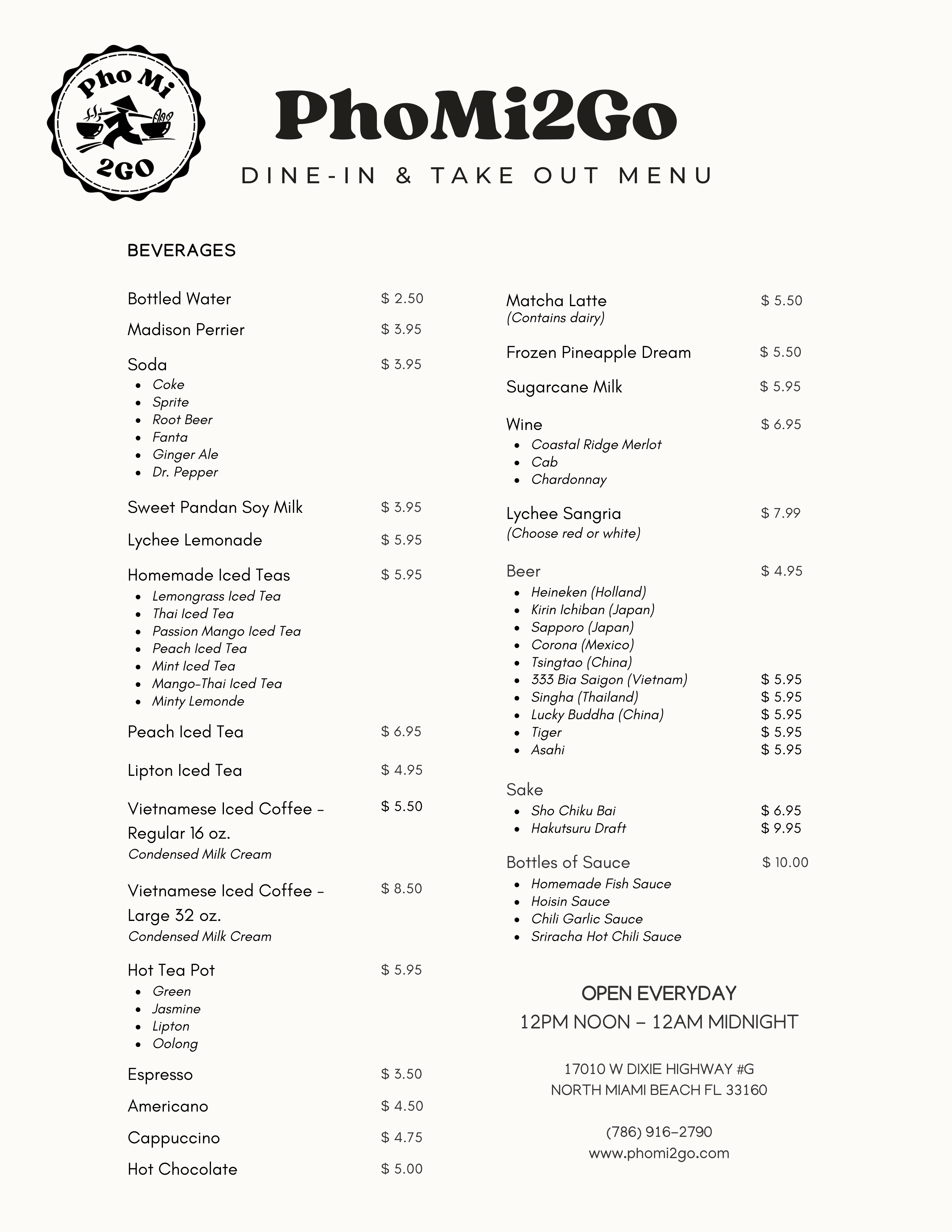 Restaurant Menu Page 2