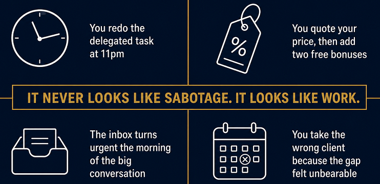 Infographic stating: It never looks like sabotage. It looks like work.