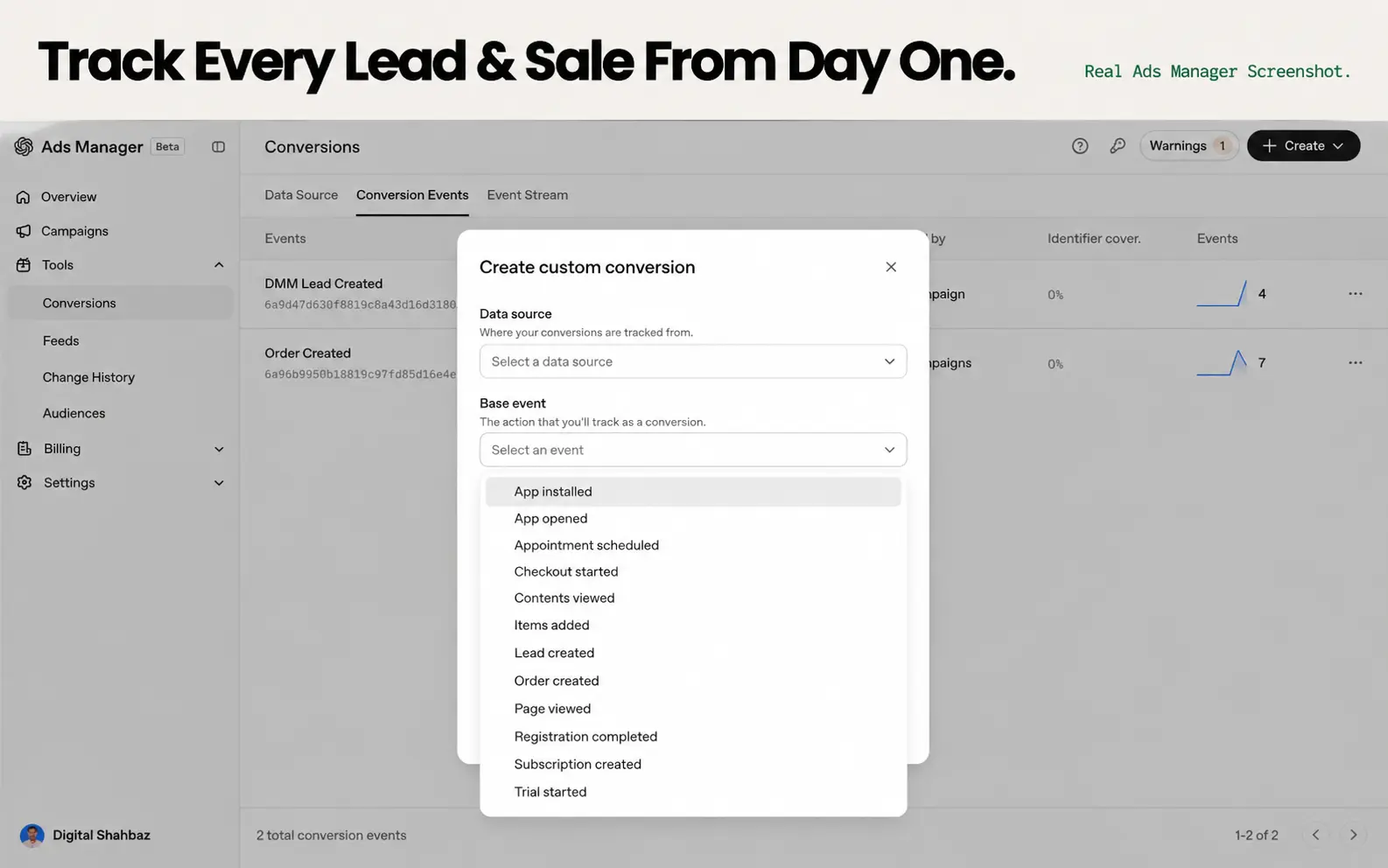 Conversions API / Pixel dashboard