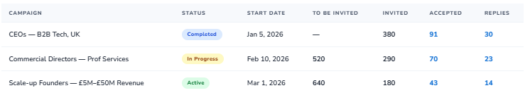 Maistro campaign dashboard