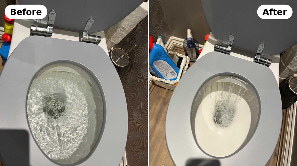 Blocked toilet cleared by PU Drainage