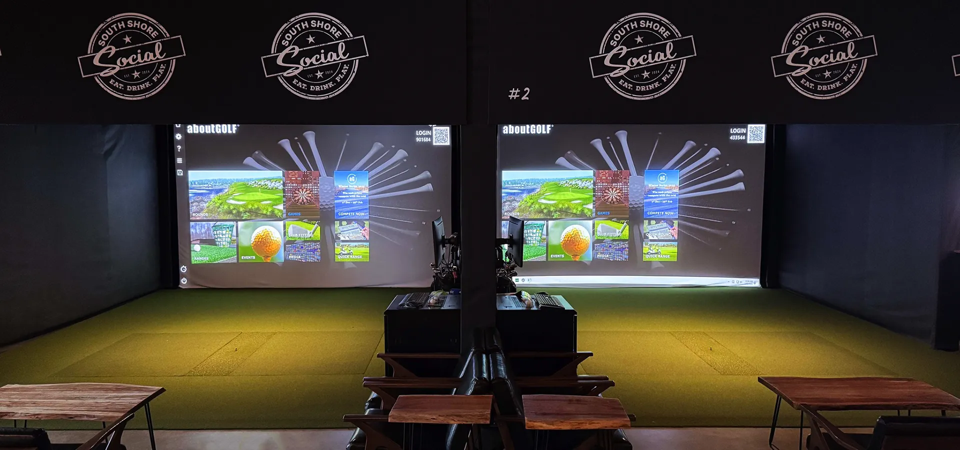 Both golf simulator bays