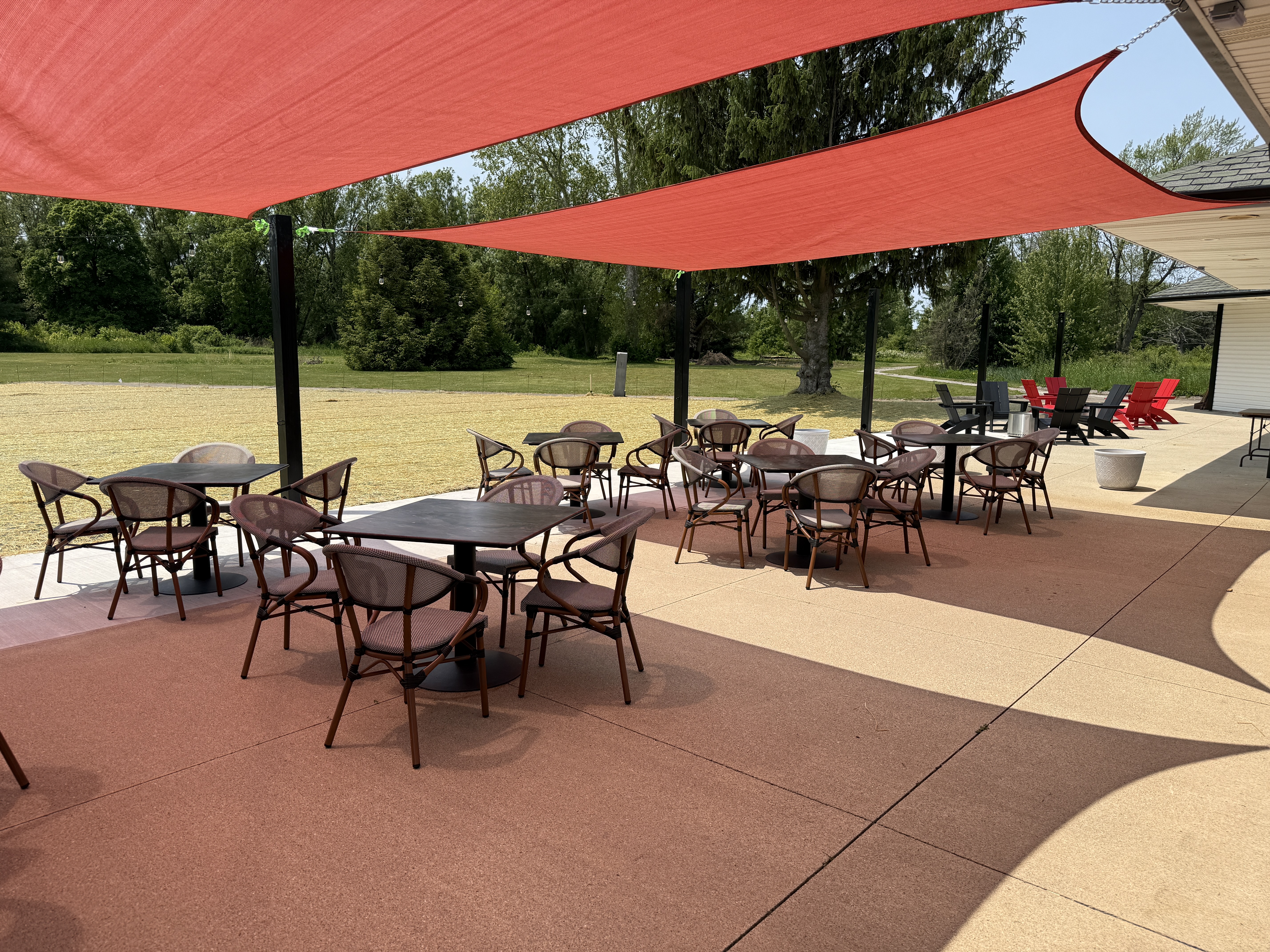 Covered patio with shade sails
