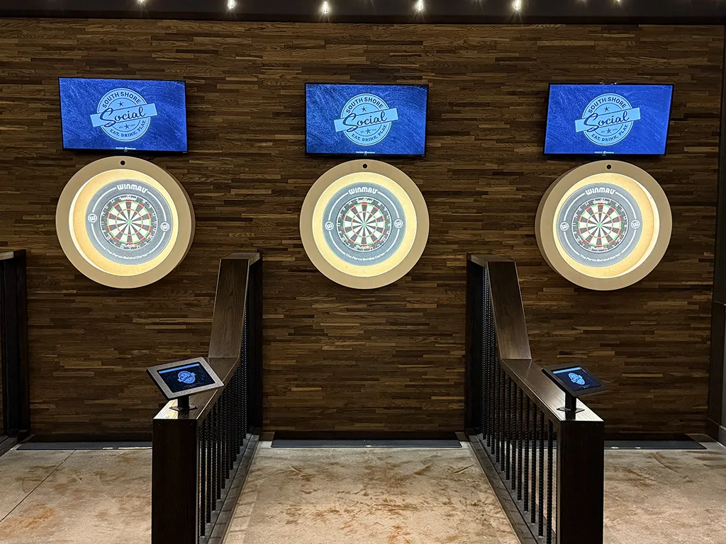 Auto-scoring steel-tip dart lanes at South Shore Social