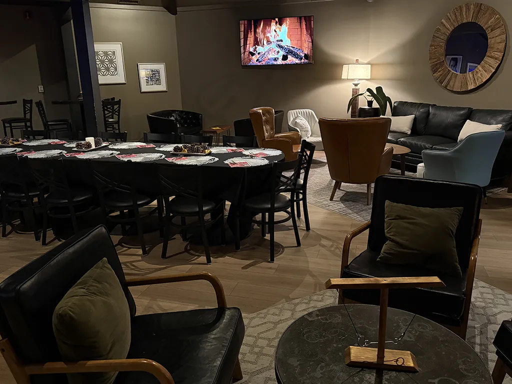 Lounge table with art wall