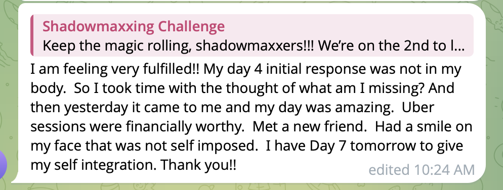 Shadowmaxxing testimonial