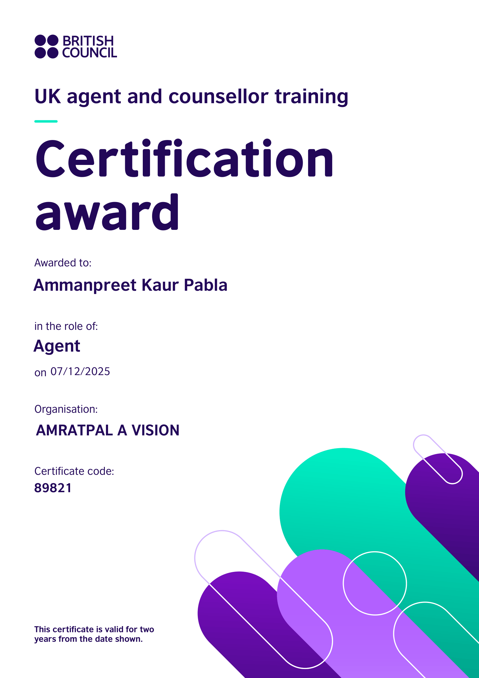 British Council Certification Award