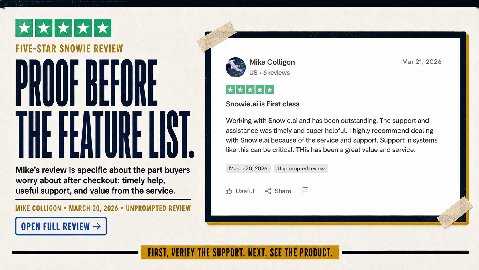 Original customer proof screenshot from Mike Colligon
