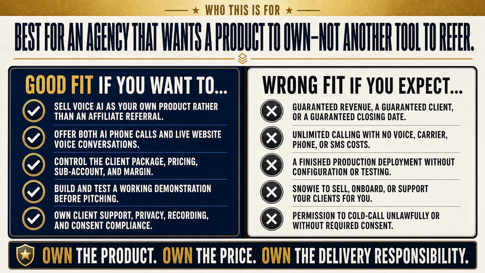 Who the Snowie white-label voice AI offer is and is not for