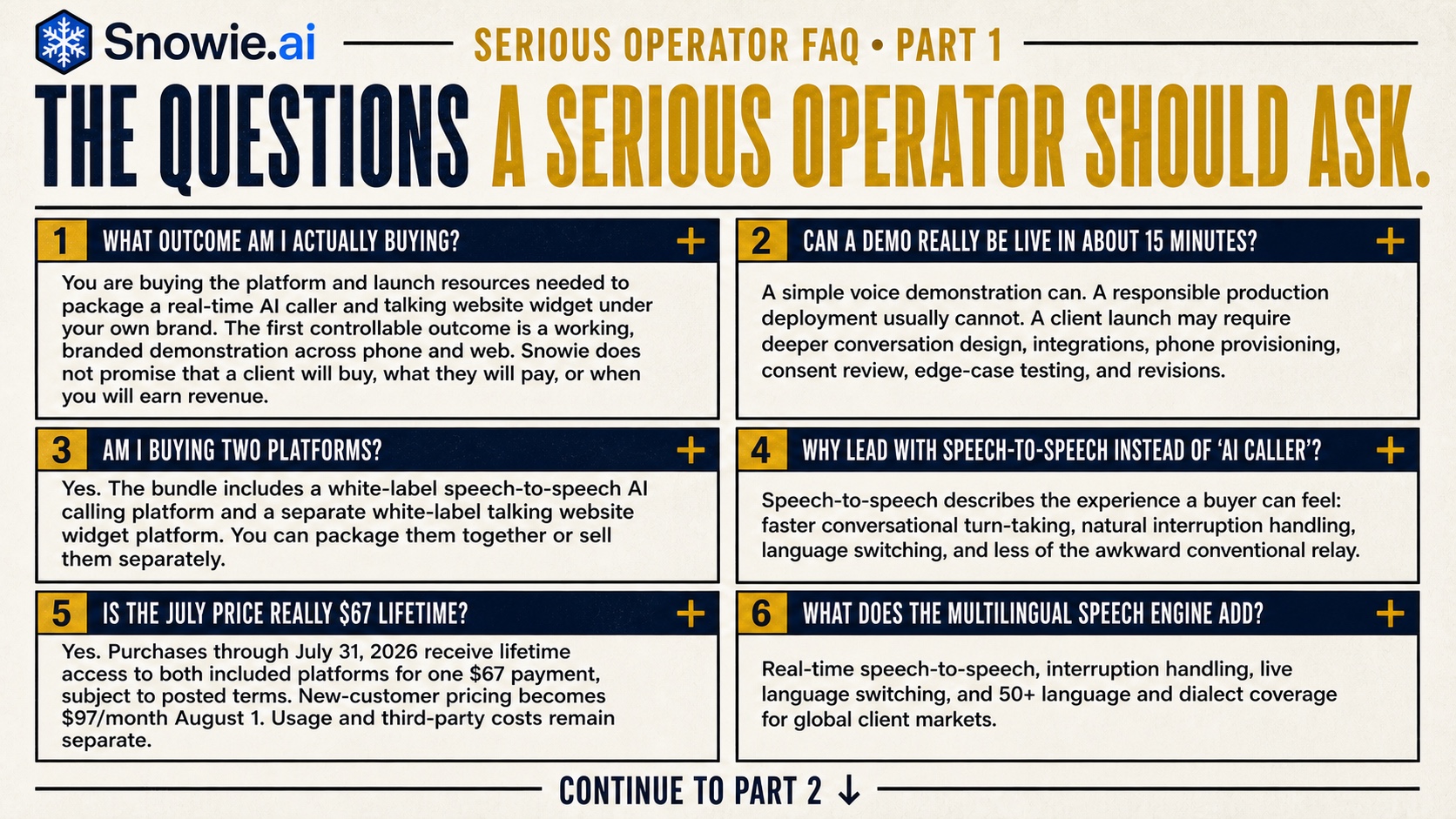 Snowie serious operator frequently asked questions part one