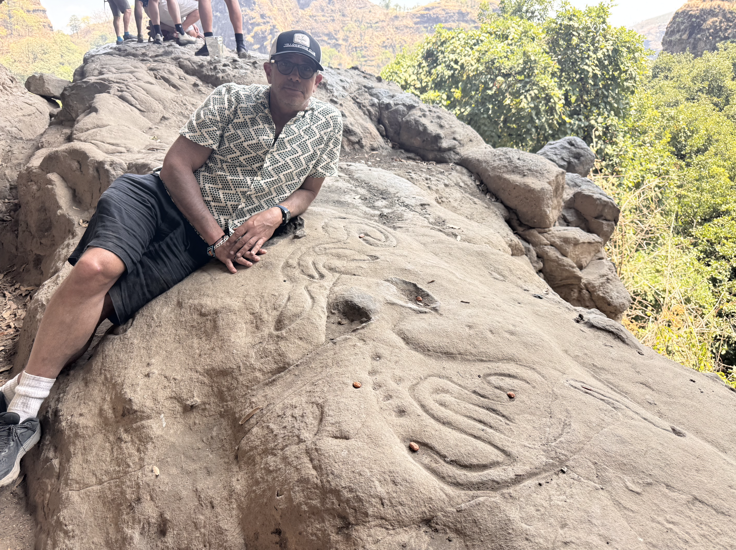 JP at the petroglyphs in Tepoztlan, Mexico