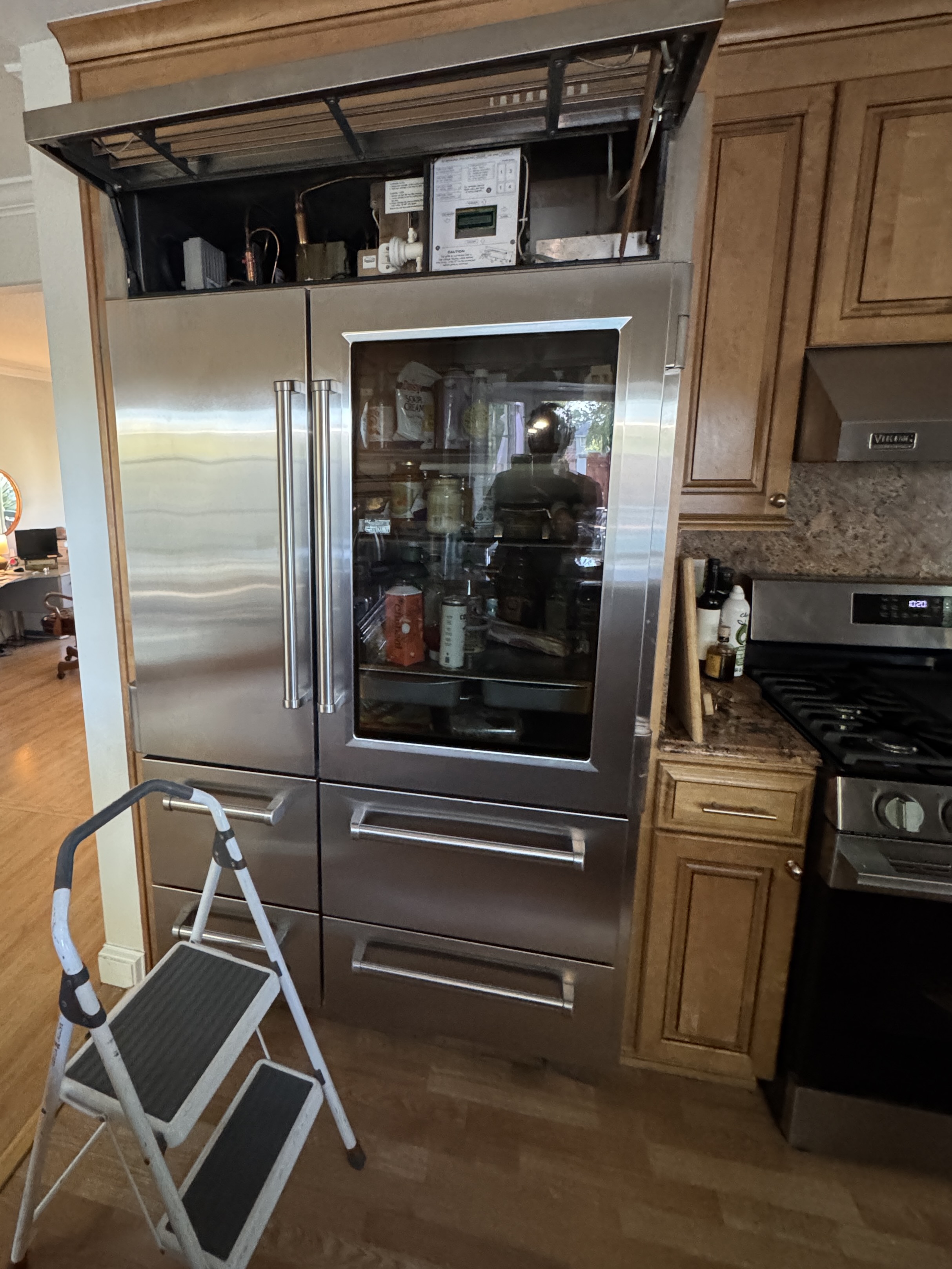 Sub-Zero PRO 48 refrigerator and freezer during DNAA repair in Napa Sub-Zero PRO 48 refrigerator and freezer during DNAA repair in Napa