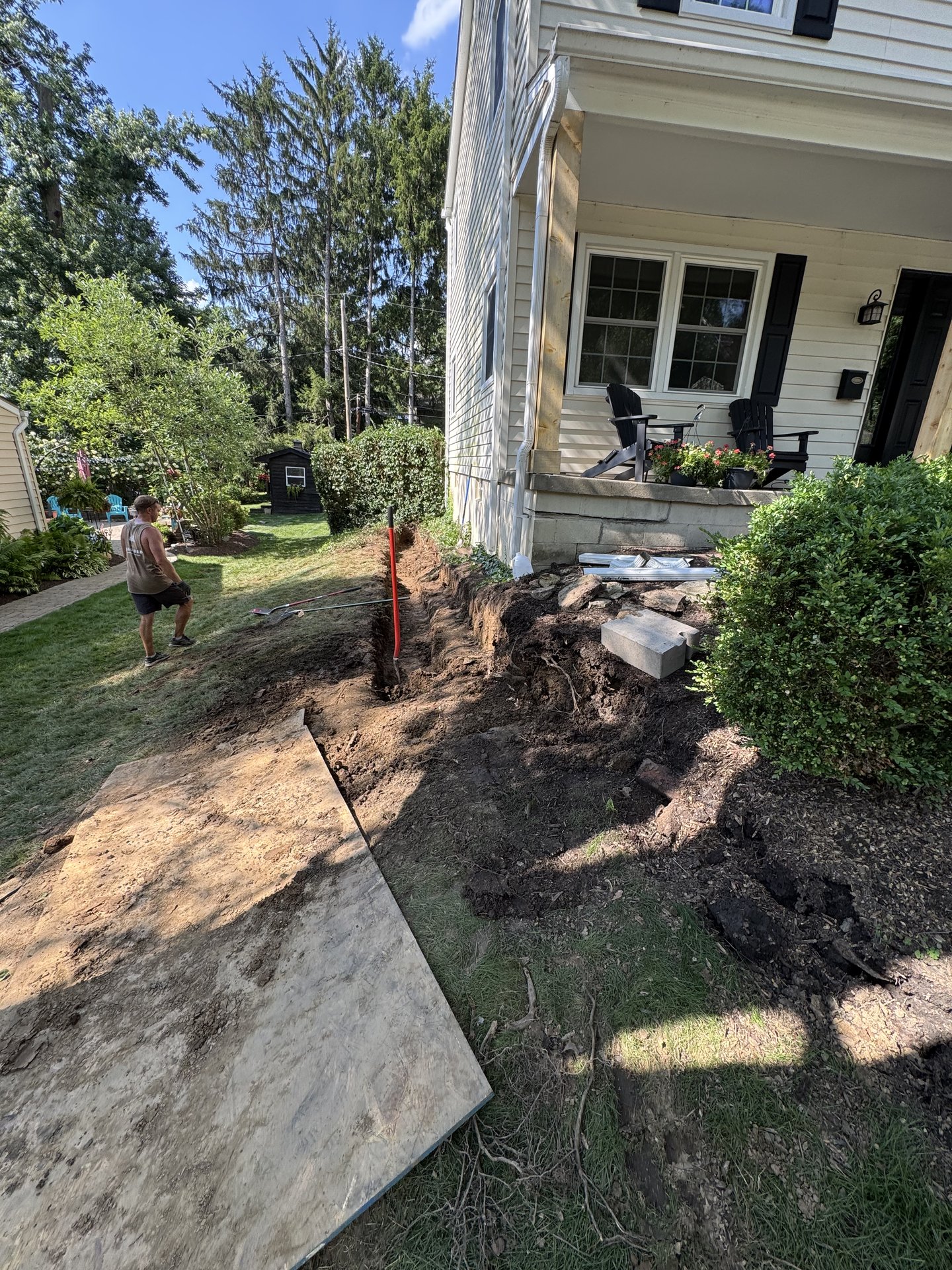 Walkway foundation excavation