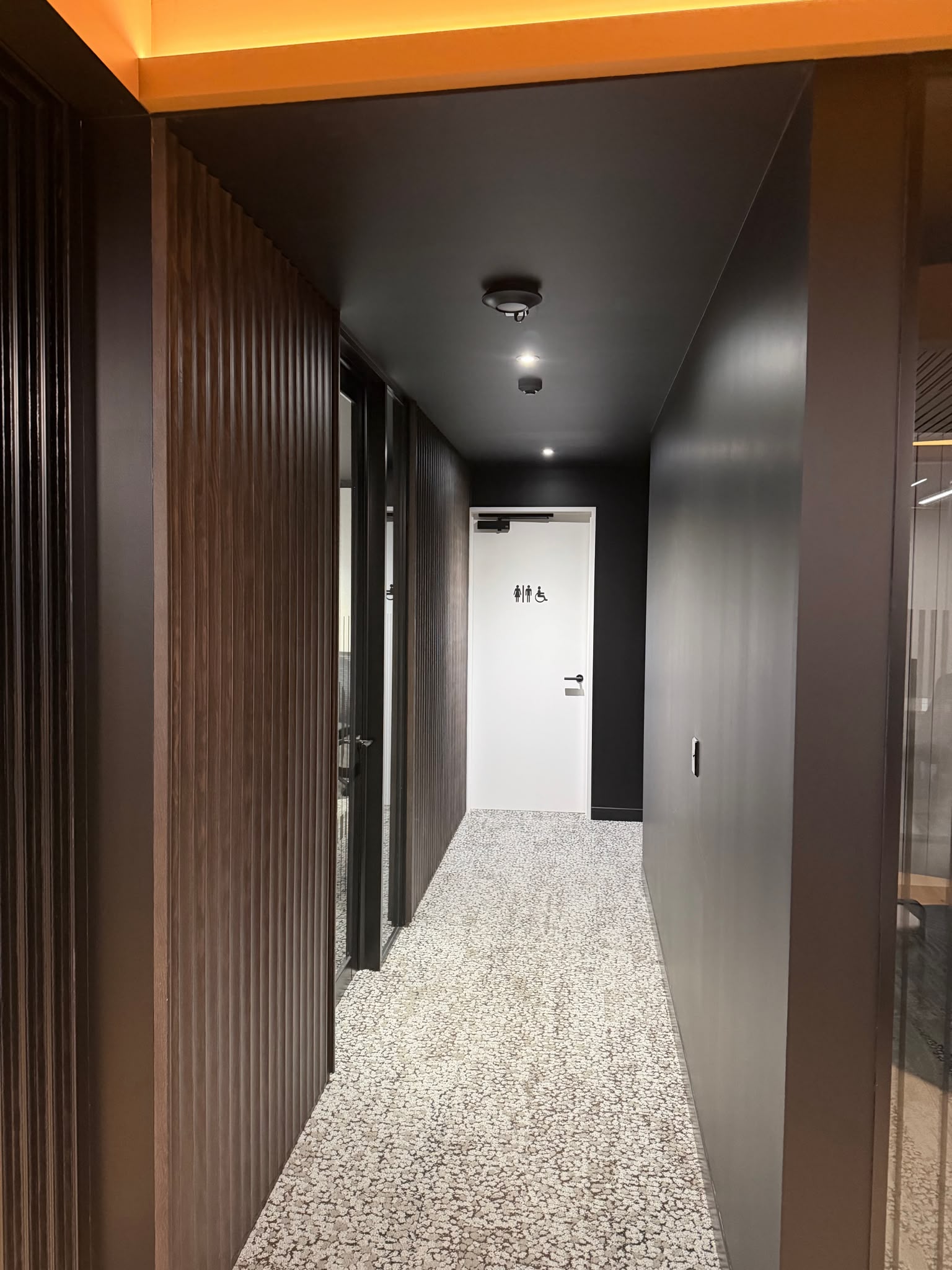Office fitout joinery sprayed to a perfect finish across mixed materials