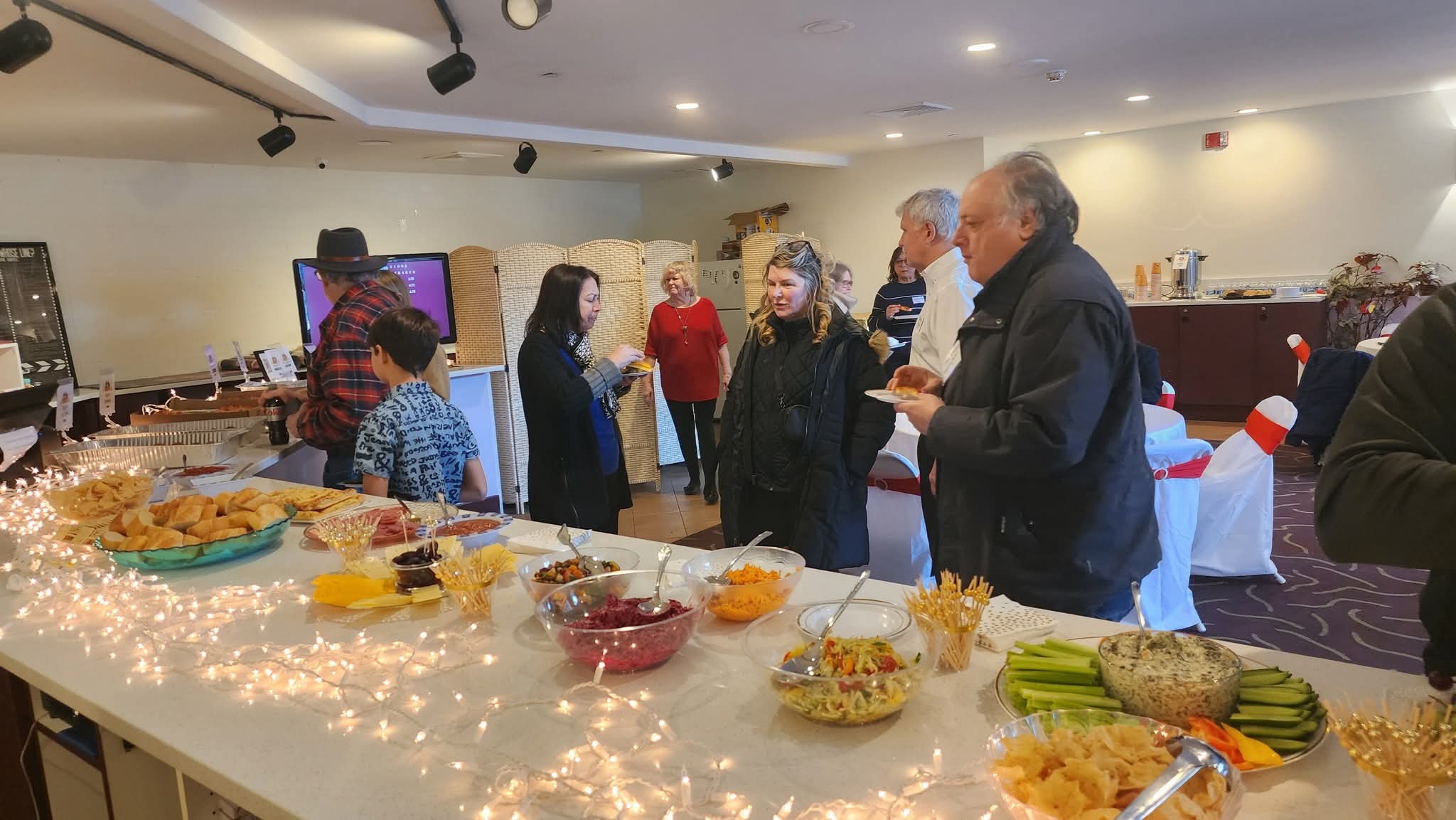 Catered reception in the lobby