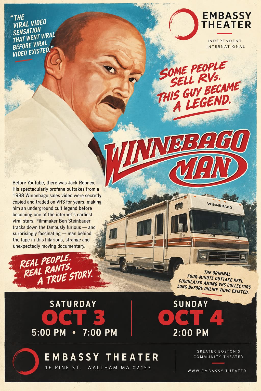 Winnebago Man at Embassy Theater, October 3 and 4, 2026