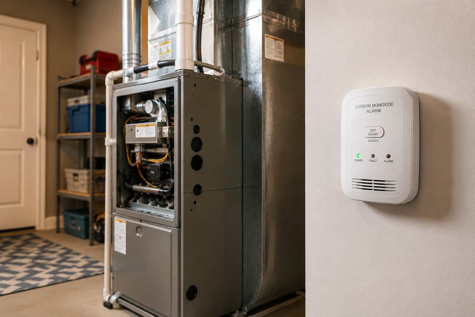 Furnace and carbon monoxide detector in a Las Vegas home Furnace and carbon monoxide detector in a Las Vegas home