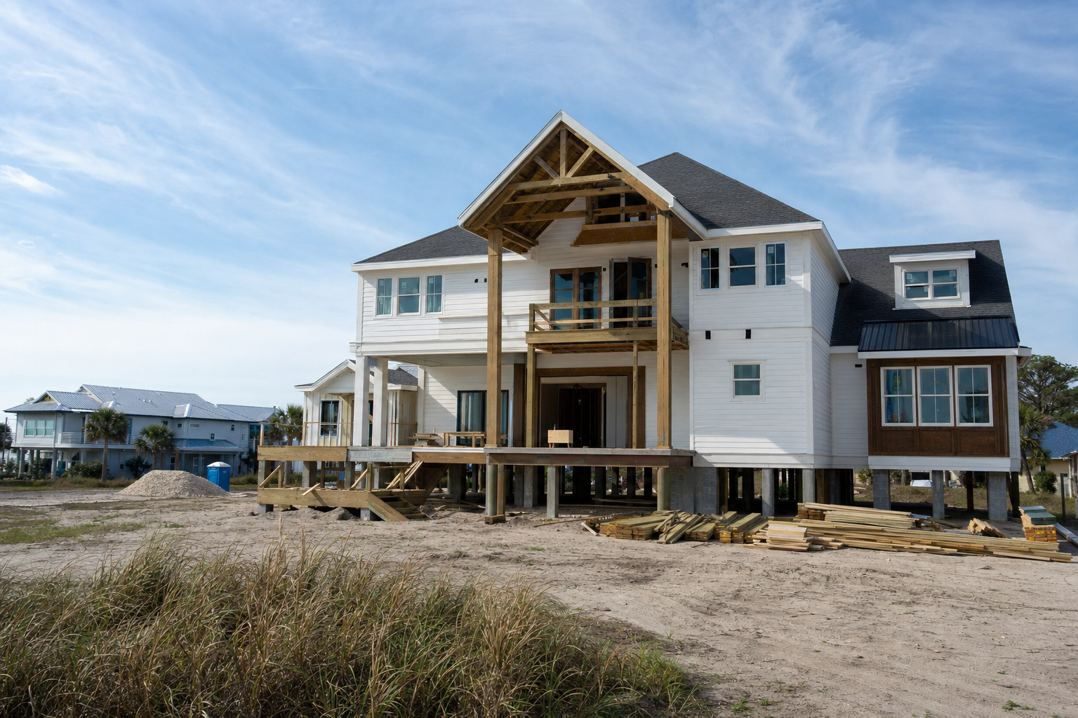 Custom coastal home being built in the Texas Coastal Bend