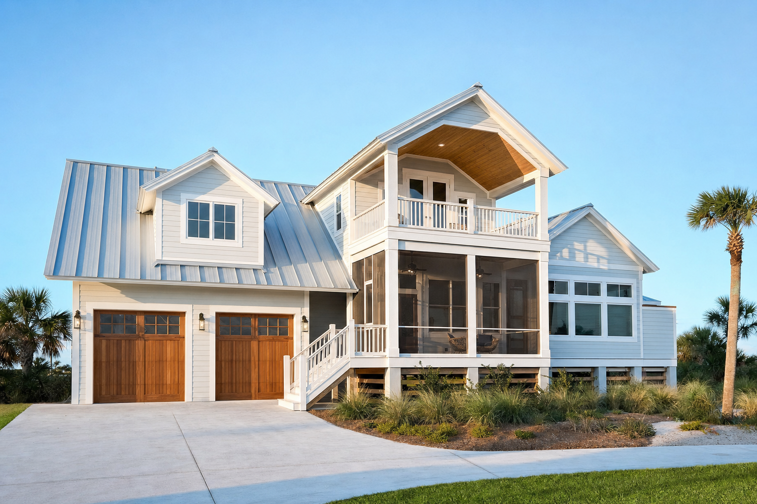 Custom coastal home under clear skies in the Texas Coastal Bend