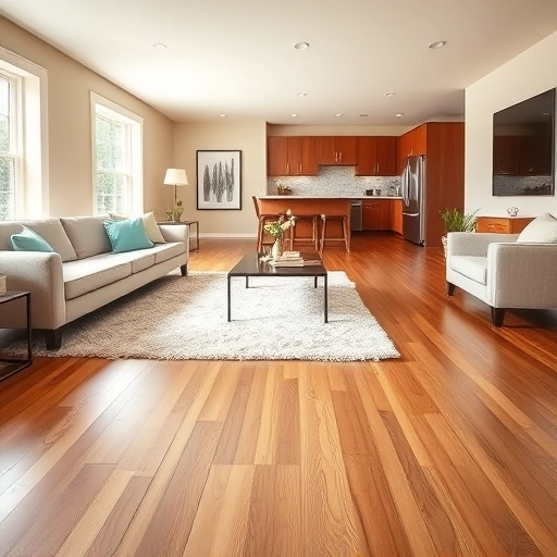 Hardwood flooring installation in Algonquin IL features polished oak floorboards and elegant minimalistic decor.