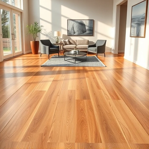 Hardwood flooring installation in Rolling Meadows IL featuring warm oak tones and elegant furnishings in natural light.