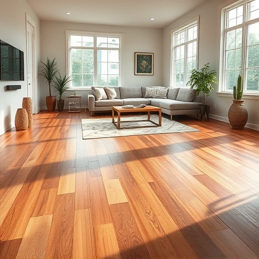 Hardwood flooring installation in a modern Kildeer living room with warm tones, natural light, and stylish decor.