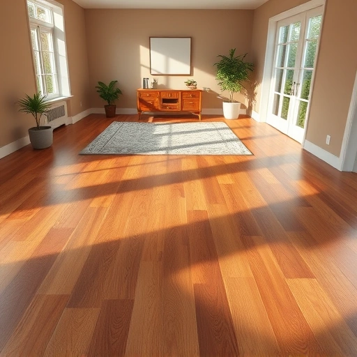 Freshly refinished hardwood floor in Algonquin IL with rich wood grain and elegant minimalistic decor.