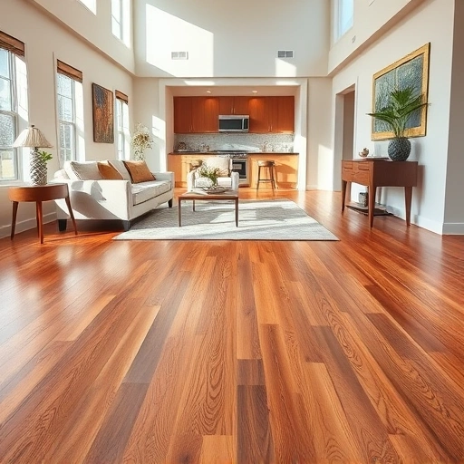 Custom hardwood flooring installation in Fox River Grove IL with polished planks, modern decor, and natural light.
